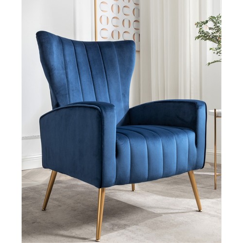 Velvet accent chair with metal - chair,